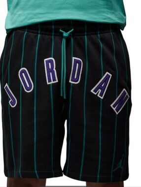 Jordan Brooklyn Fleece Striped Diamond Shorts ~ Black IB8820-045 | Men's: S *NWT
